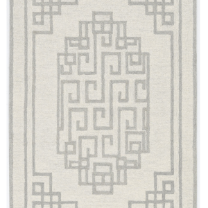 5'x7' Ivory Grey Hand Tufted Bordered Greek Key Indoor Area Rug