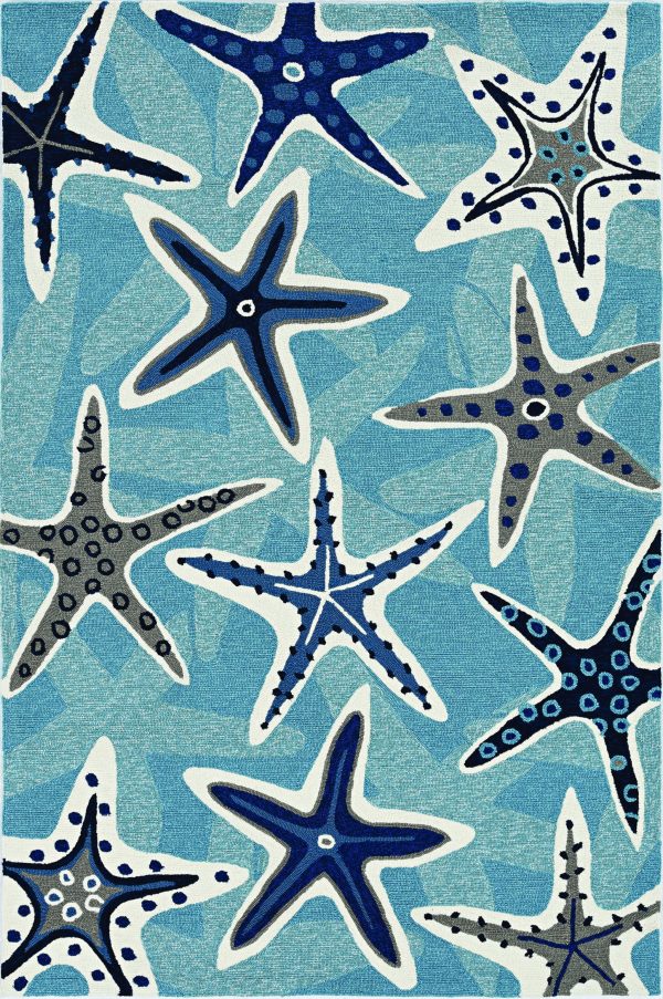 3' x 5' Blue Sand Dollar Indoor Outdoor Area Rug - Image 3