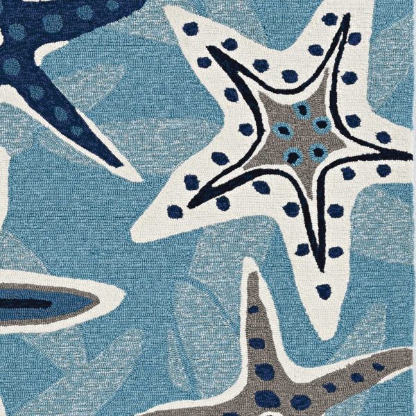 3' x 5' Blue Sand Dollar Indoor Outdoor Area Rug - Image 2