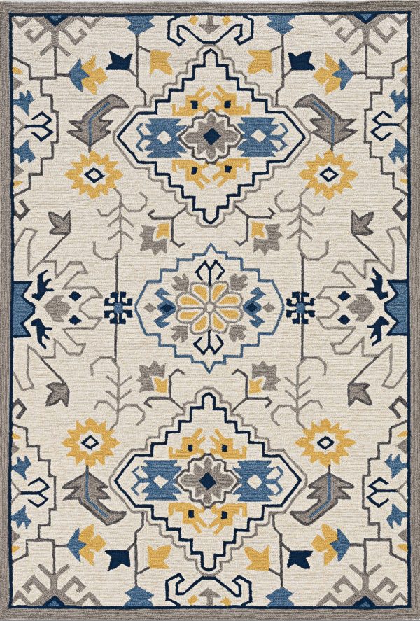5'x8' Ivory Hand Woven UV Treated Traditional Indoor Outdoor Area Rug - Image 3