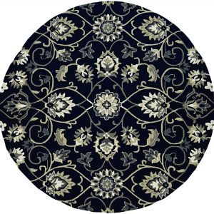 5' x 7' Navy Floral Vines Indoor Outdoor Area Rug