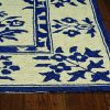 2'x3' Sand Blue Hand Hooked UV Treated Floral Traditional Indoor Outdoor Accent Rug