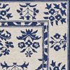 2'x3' Sand Blue Hand Hooked UV Treated Floral Traditional Indoor Outdoor Accent Rug - Image 2