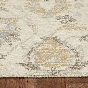 2' x 8' Ivory Floral Vine Wool Runner Rug