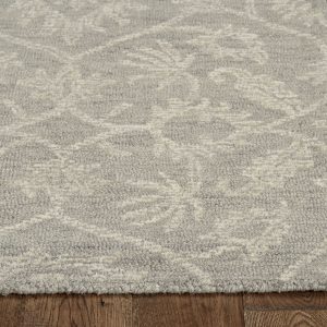 8' Grey Hand Tufted Space Dyed Floral Ogee Indoor Runner Rug
