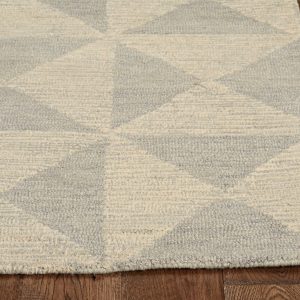 8' Ivory Hand Tufted Space Dyed Geometric Indoor Runner Rug
