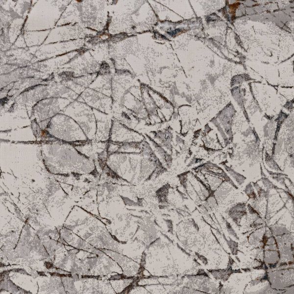 7' Ivory Grey Machine Woven Abstract Vermicular Indoor Runner Rug - Image 3