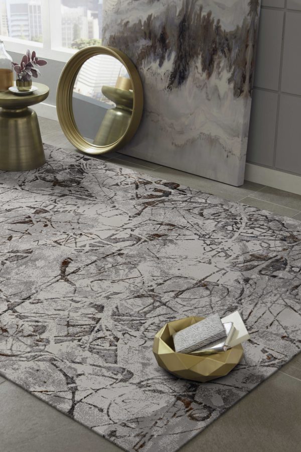 3' x 5' Ivory or Grey Abstract Area Rug - Image 3