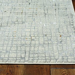 7' Grey Machine Woven Abstract Lines Indoor Runner Rug