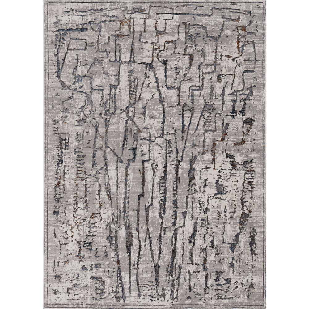 5'x8' Grey Machine Woven Abstract Indoor Area Rug - Image 2