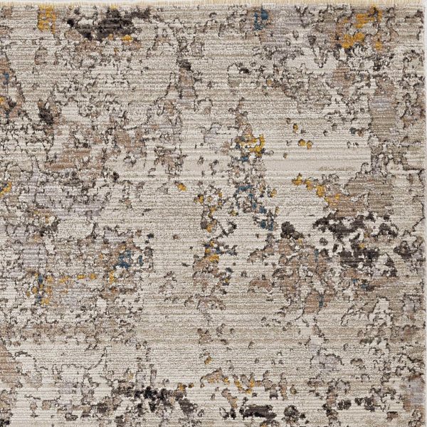 7' Silver Machine Woven Shrank Abstract Design Indoor Runner Rug - Image 2