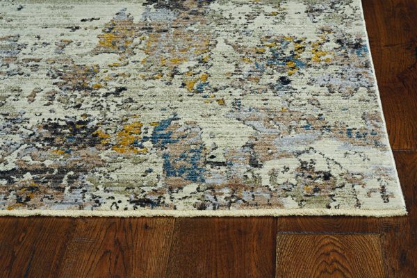 7' Silver Machine Woven Shrank Abstract Design Indoor Runner Rug - Image 3