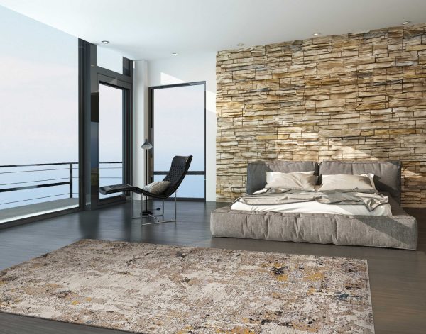 7' Silver Machine Woven Shrank Abstract Design Indoor Runner Rug - Image 5