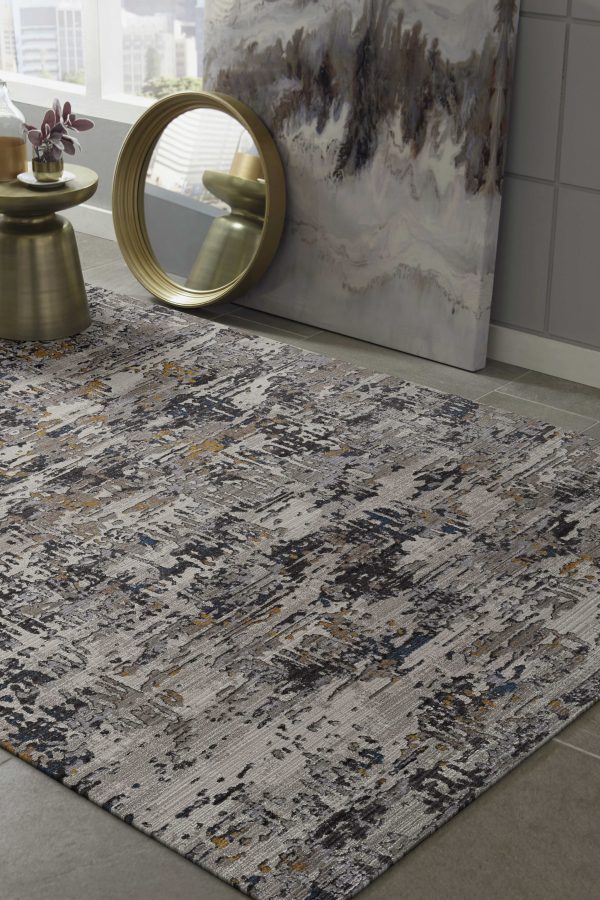4' x 5' Grey Abstract Area Rug - Image 2