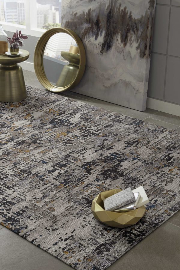 4' x 5' Grey Abstract Area Rug - Image 3