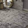 4'x6' Ivory Grey Machine Woven Shrank Abstract Industrial Style Indoor Area Rug - Image 2