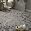 4'x6' Ivory Grey Machine Woven Shrank Abstract Industrial Style Indoor Area Rug - Image 3