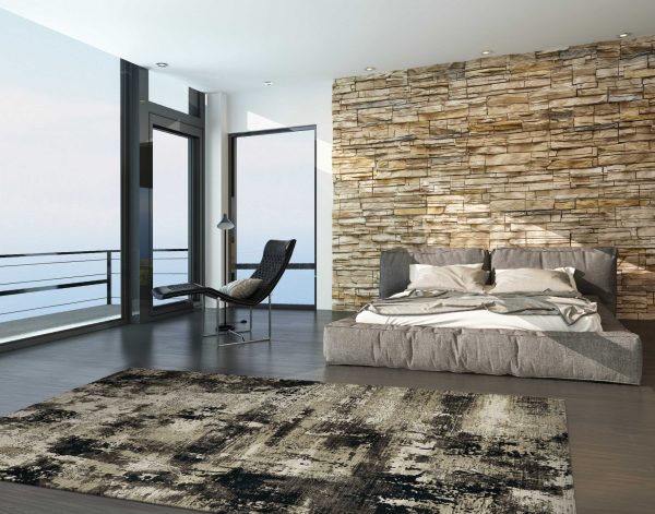 4' x 5' Ivory or Charcoal Abstract Area Rug - Image 2