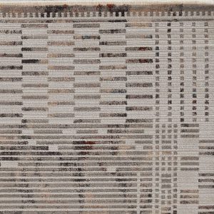 4'x6' Beige Machine Woven Shrank Abstract Lines Design Indoor Area Rug