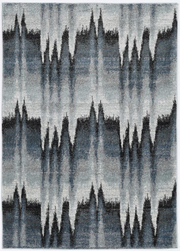 3'x5' Blue Ivory Machine Woven Abstract Pulse Area Rug - Image 3