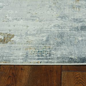 7' Grey Machine Woven Abstract Brushstrokes Indoor Runner Rug