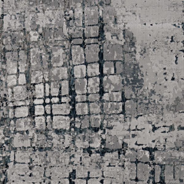 5'x8' Ivory Grey Machine Woven Abstract Industrial Style Indoor Area Rug - Image 2