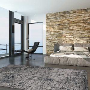 7' x 9' Ivory or Grey Abstract Design Indoor Area Rug