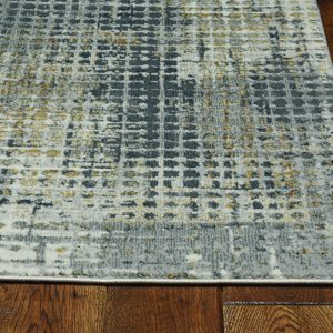 7' Ivory Grey Machine Woven Abstract Dots Indoor Runner Rug