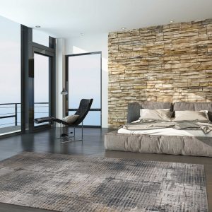 5' x 8' Grey Abstract Tile Area Rug