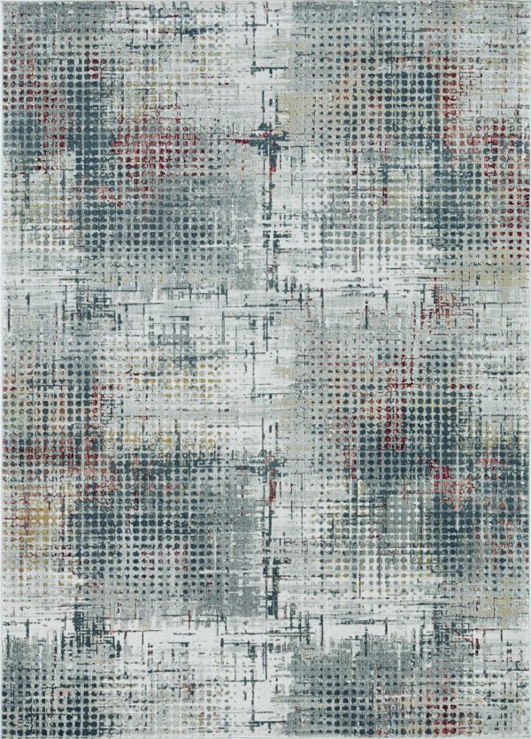 5'x8' Grey Brick Machine Woven Abstract Indoor Area Rug - Image 2