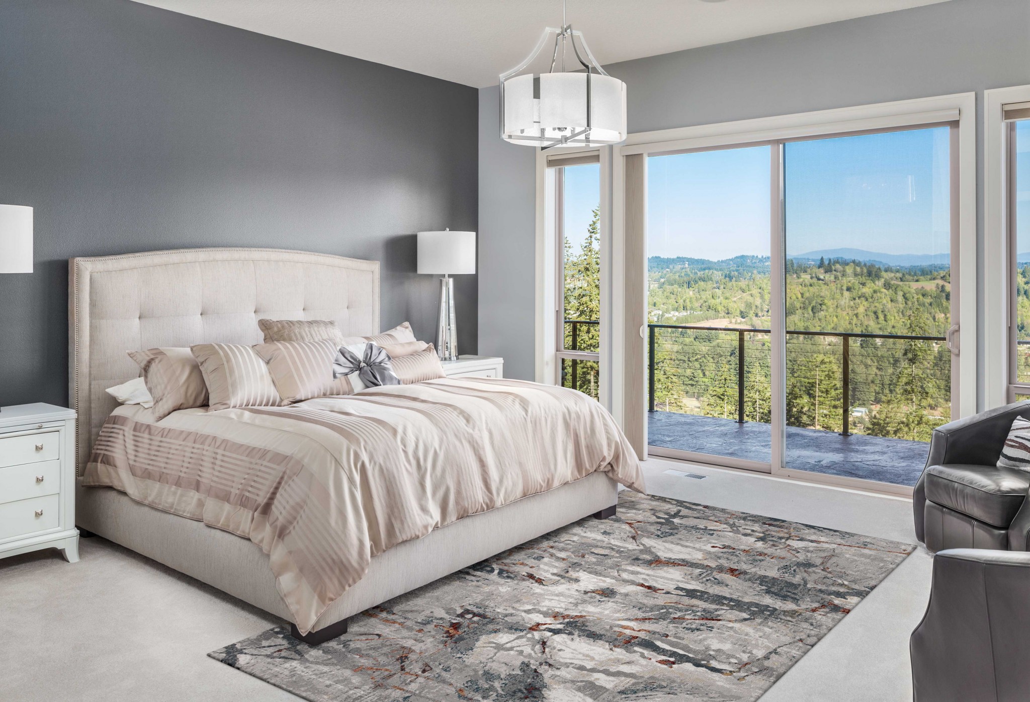 3'x5' Grey Teal Machine Woven Abstract Splatter Indoor Area Rug - Image 2