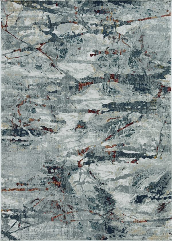 5' x 8' Grey or Teal Abstract Traditional Area Rug - Image 2