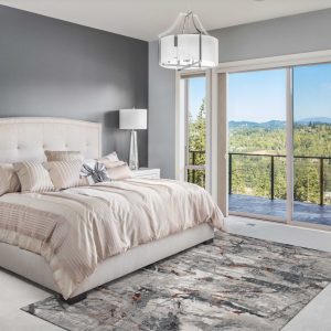 7'x10' Grey Teal Machine Woven Abstract Splatter Indoor Area Rug