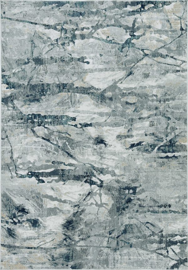 3' x 5' Grey or Teal Polypropylene and Polyester Rug - Image 3
