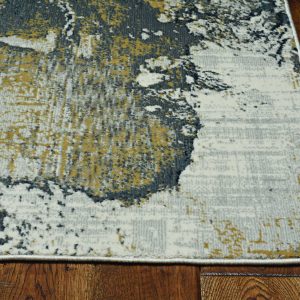7' Grey Brick Machine Woven Abstract Watercolor Indoor Runner Rug