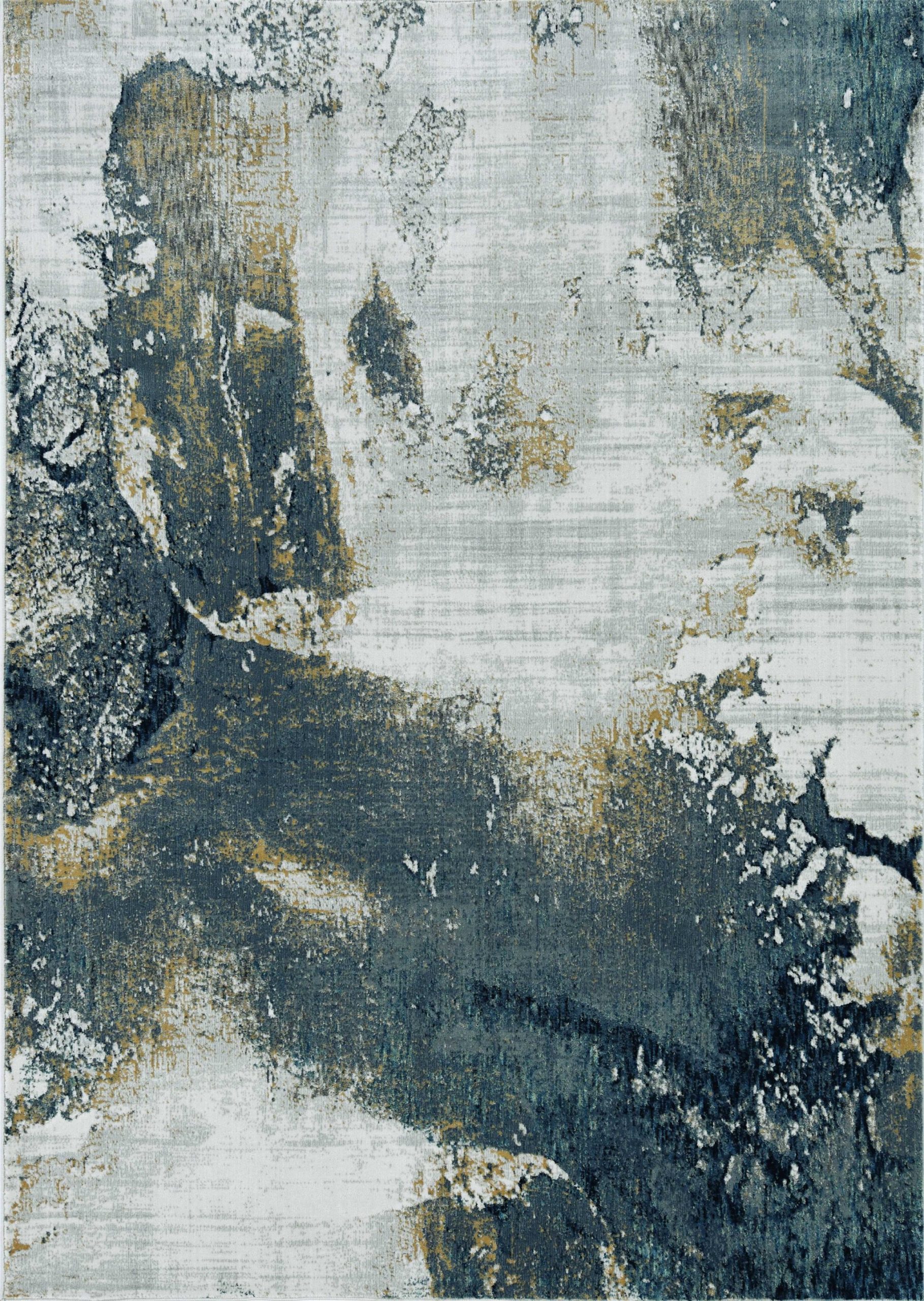 7' Grey Brick Machine Woven Abstract Watercolor Indoor Runner Rug - Image 2