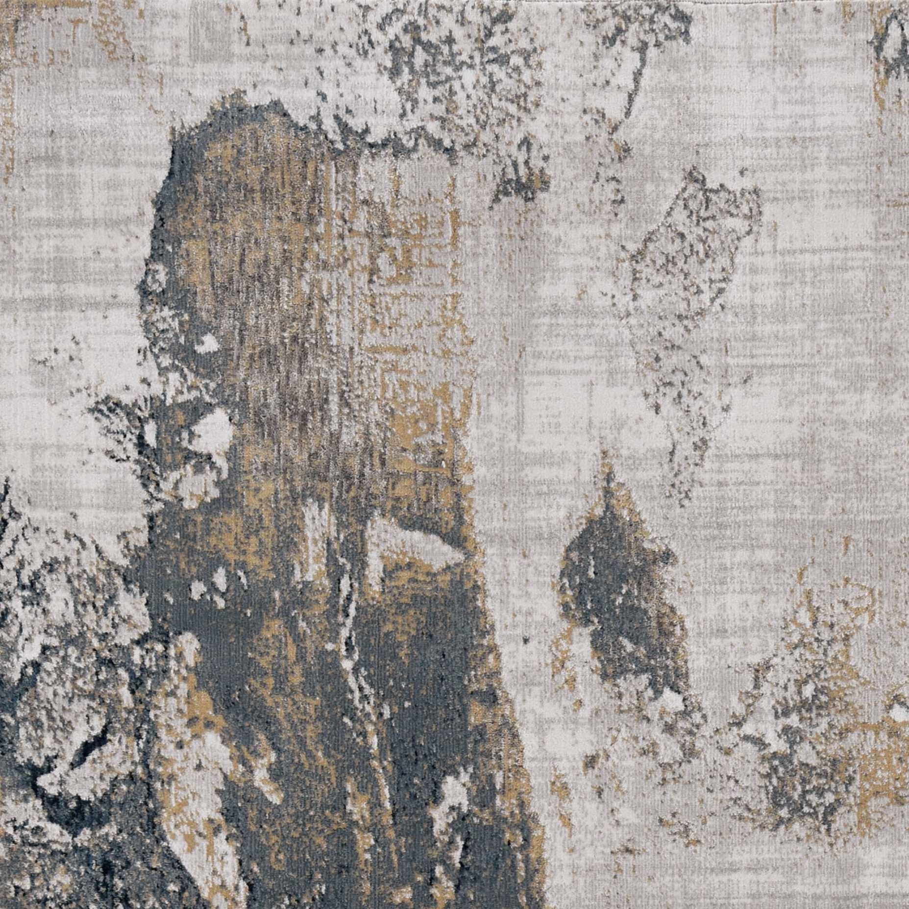 7' Grey Brick Machine Woven Abstract Watercolor Indoor Runner Rug - Image 3