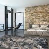5'x8' Grey Machine Woven Abstract Watercolor Indoor Area Rug