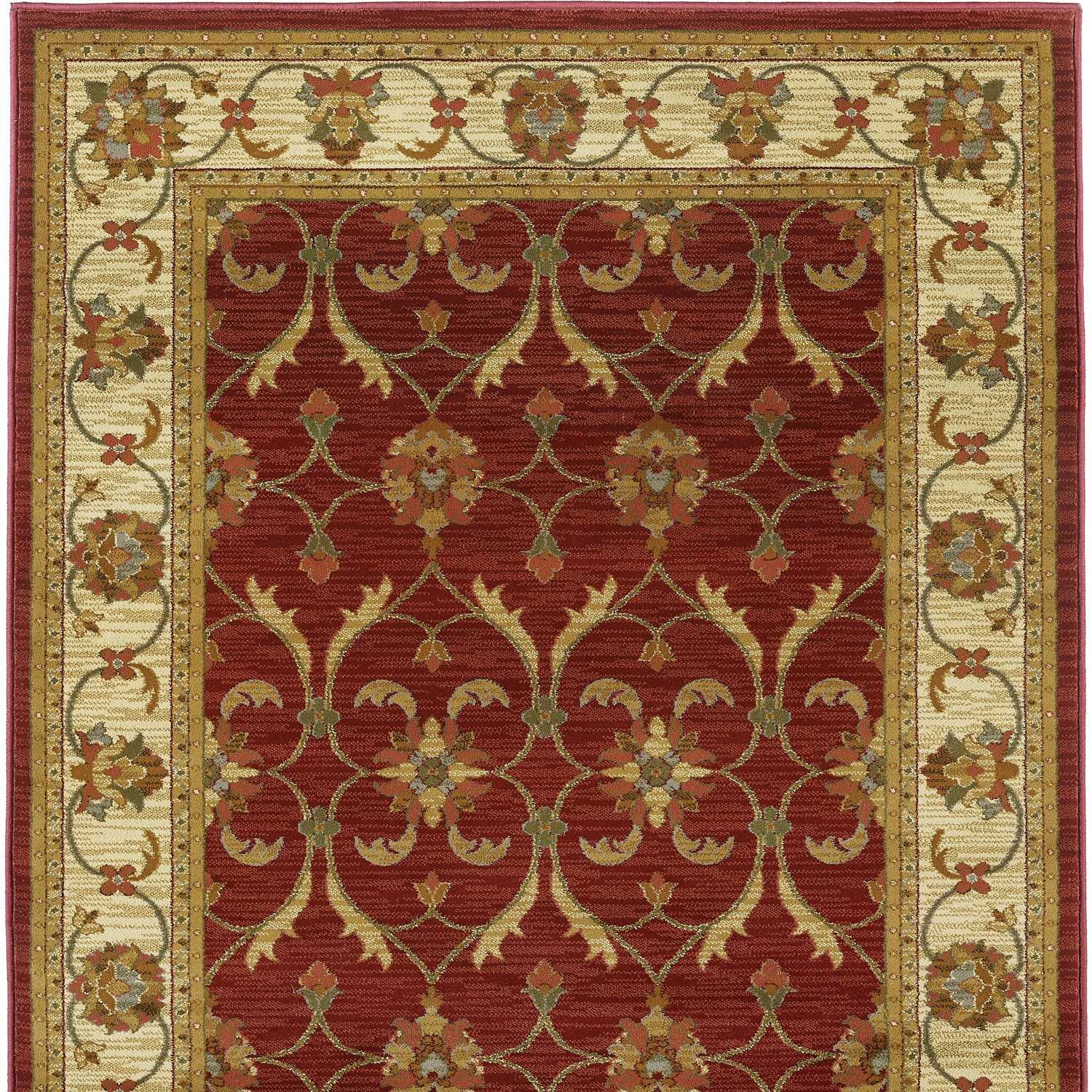63" X 91" Red or Ivory Polypropylene Rug - Image 3