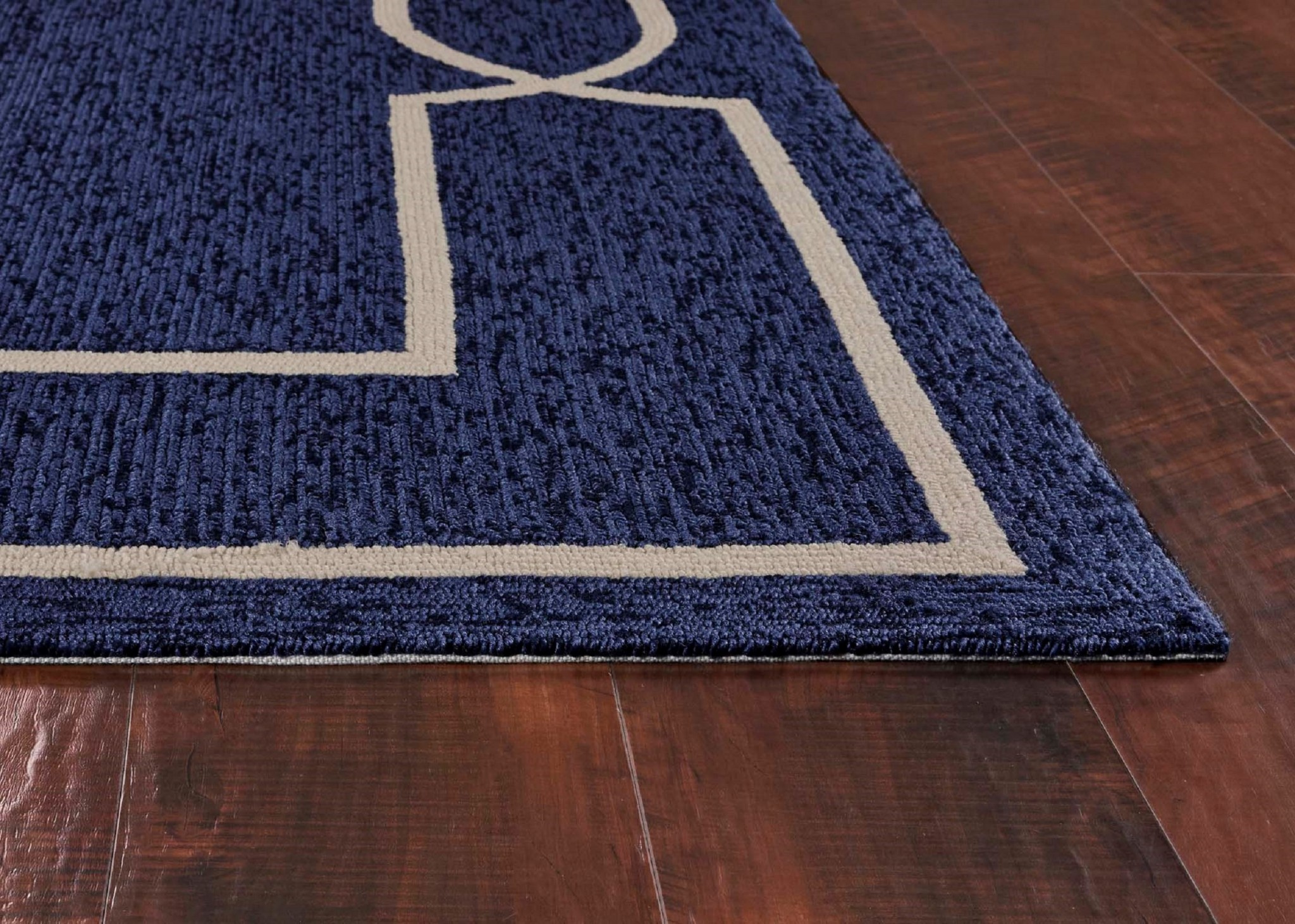 2'x3' Ocean Blue Hand Hooked UV Treated Bordered Indoor Outdoor Accent Rug - Image 4