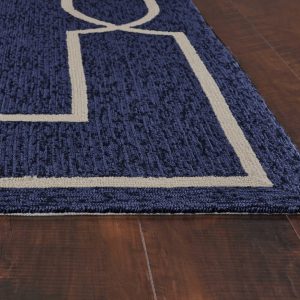 5'x7' Ocean Blue Hand Hooked UV Treated Bordered Indoor Outdoor Area Rug