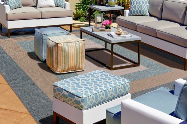 5' x 7' Spa Ivory Bordered Indoor Outdoor Area Rug - Image 5