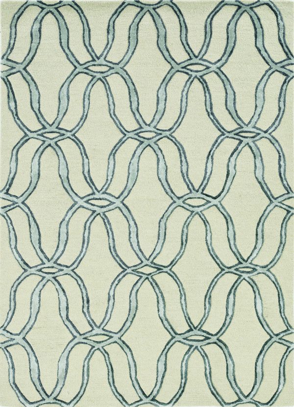 8' Silver Ivory Hand Tufted Vermicular Indoor Runner Rug - Image 2