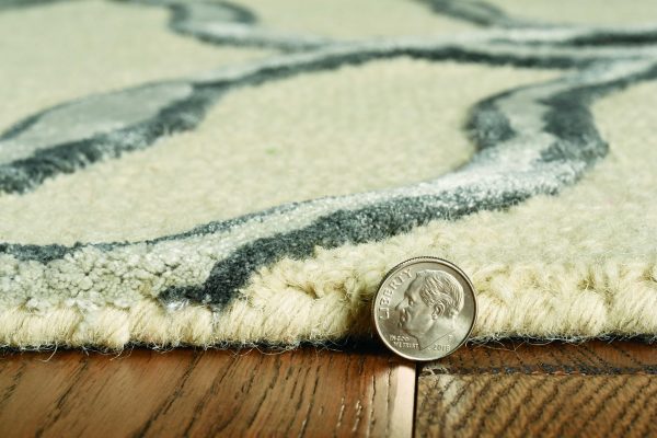 5'x7' Silver Ivory Hand Tufted Vermicular Indoor Area Rug - Image 3