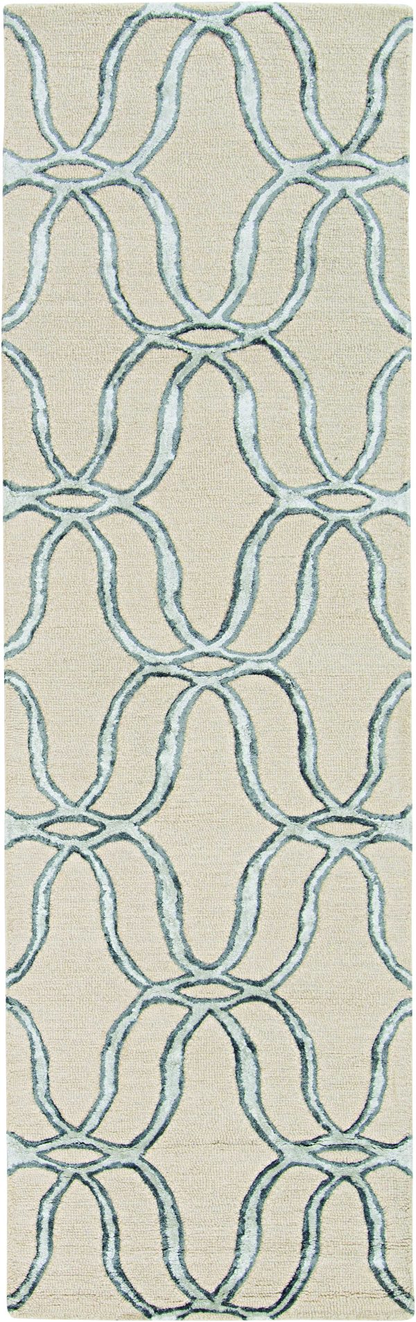 5'x7' Silver Ivory Hand Tufted Vermicular Indoor Area Rug - Image 4