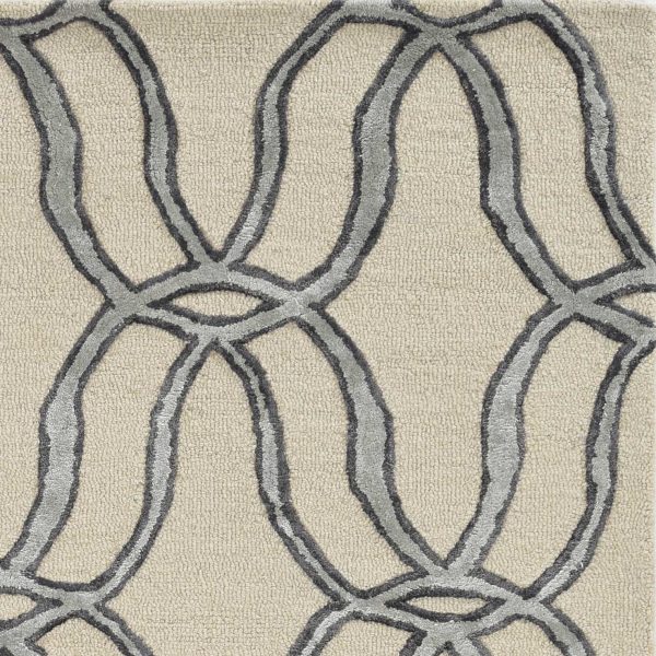 5'x7' Silver Ivory Hand Tufted Vermicular Indoor Area Rug - Image 5