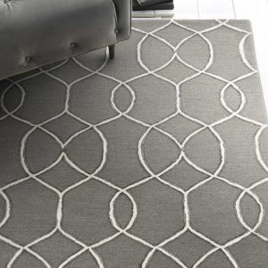 5' x 7' Charcoal Trellis Wool Indoor Area Rug