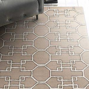 5' x 7' Mocha Geometric Pattern Wool Indoor Area Rug