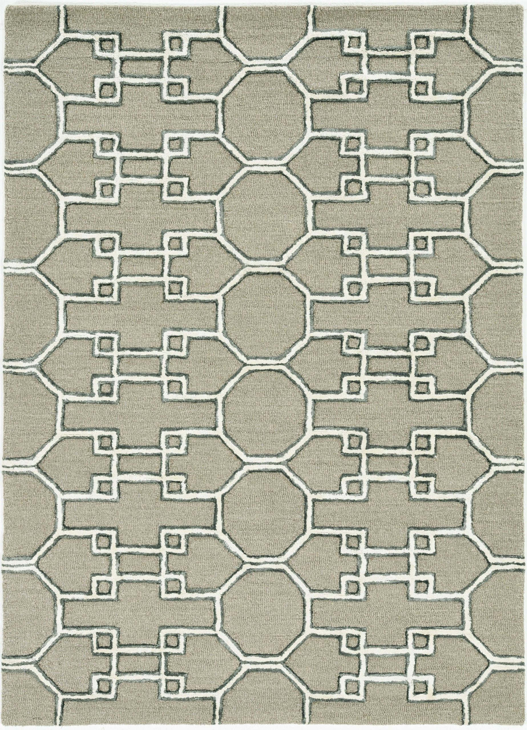 5' x 7' Mocha Geometric Pattern Wool Indoor Area Rug - Image 2