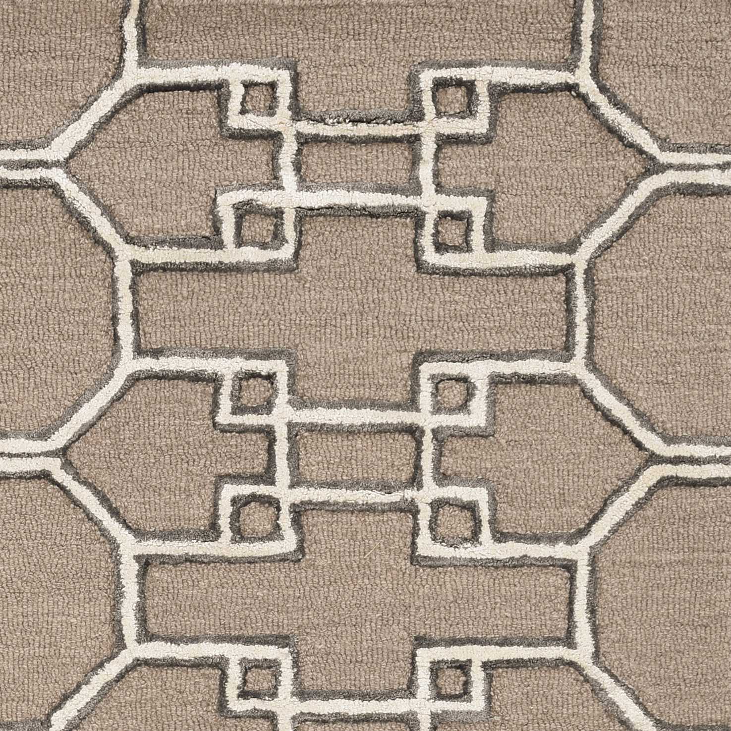 5' x 7' Mocha Geometric Pattern Wool Indoor Area Rug - Image 5